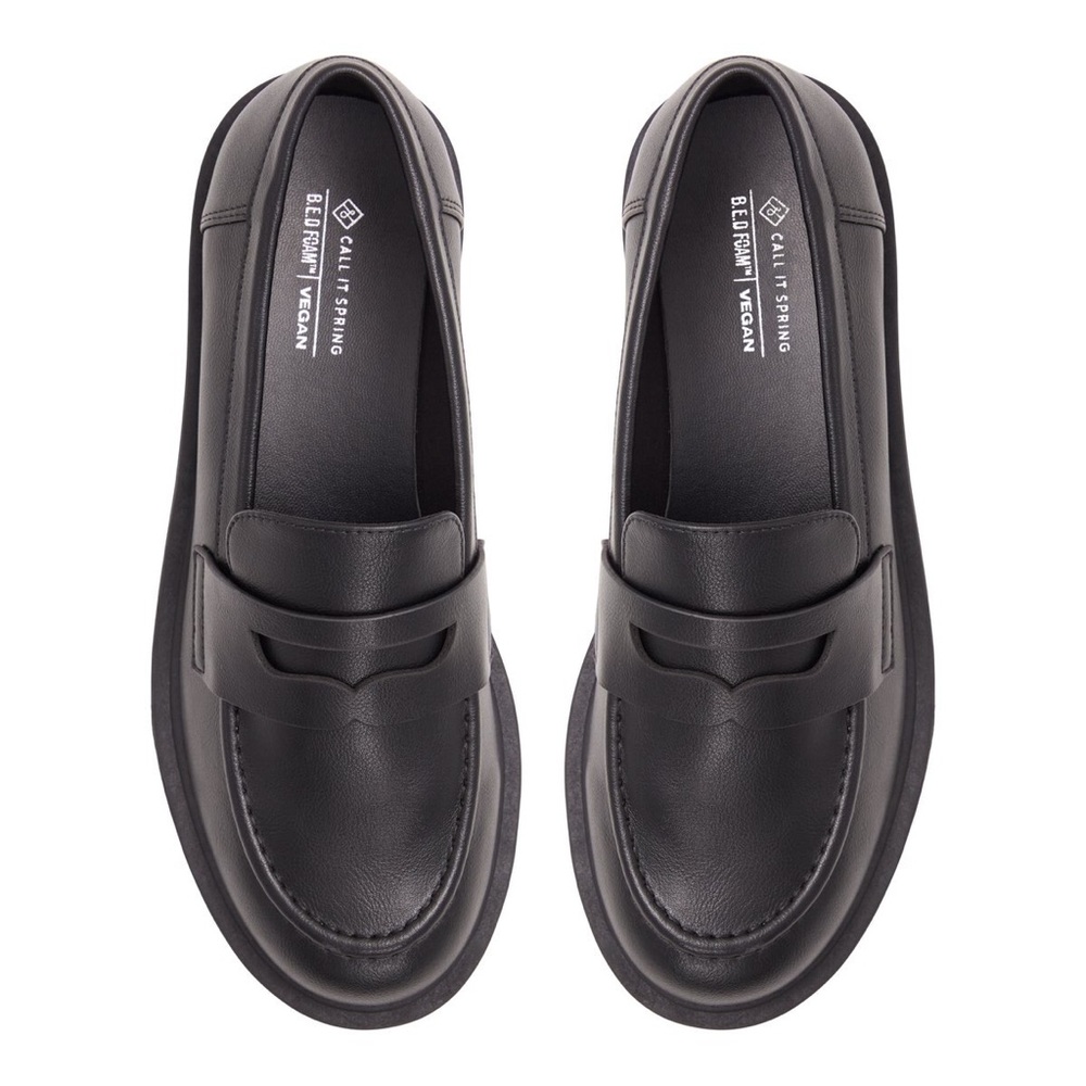 Call it Spring Frankiie Black Slip-On Chunky Penny Loafers Size 7.5